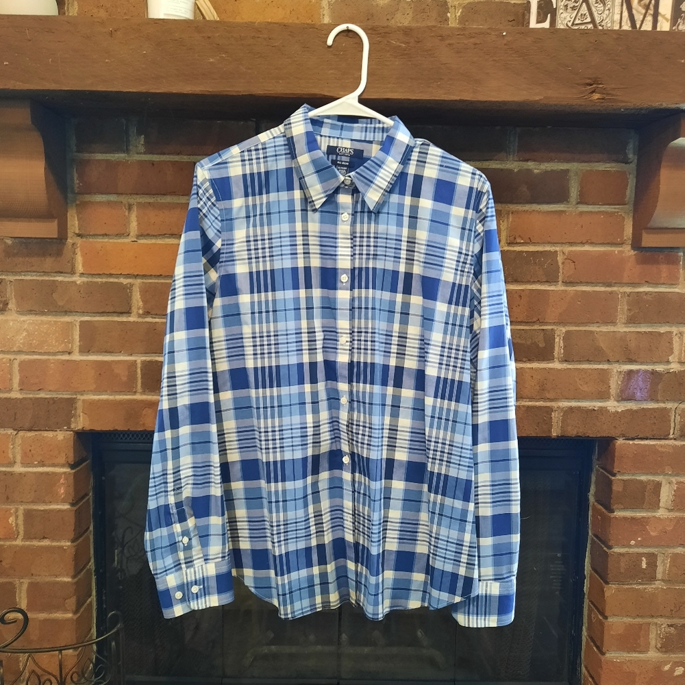 Chaps No Iron Plaid Dress Shirt